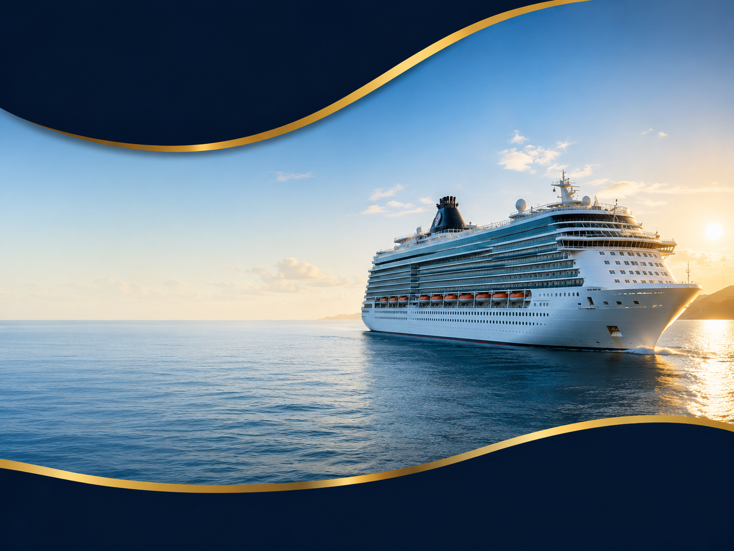 Crucero internacional navegando en el mar